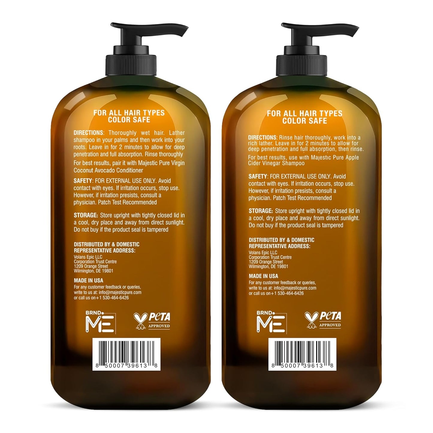 Apple Cider Vinegar Shampoo and Avocado Coconut Conditioner Set - Restores Shine & Reduces Itchy Scalp, Dandruff & Frizz - Sulfate Free, for All Hair Types, Men and Women - 2 X 16 Fl Oz