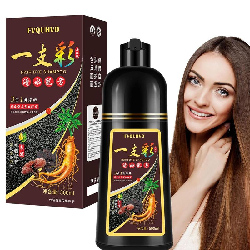 Unisex 500Ml Hair Dye Shampoo for Men & Women, 3 in 1 Hair Dye Shampoo, Natural Hair Color+100% Gray Hair Coverage in Minutes, Hair Color for Home Salon Use 17.6 Fl Oz