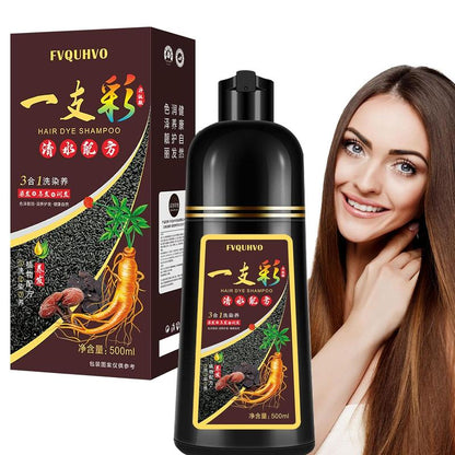 Unisex 500Ml Hair Dye Shampoo for Men & Women, 3 in 1 Hair Dye Shampoo, Natural Hair Color+100% Gray Hair Coverage in Minutes, Hair Color for Home Salon Use 17.6 Fl Oz