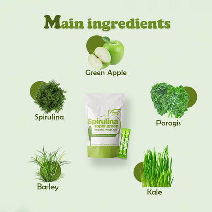 【Weekit7】Delicious Fruity Spirulina Juice Powder Dietary Healthcare Organic Food Supplement Healthy Body Beauty Drink Vitamin Natural Fiber Edible Fitness Apple Female Super High Version