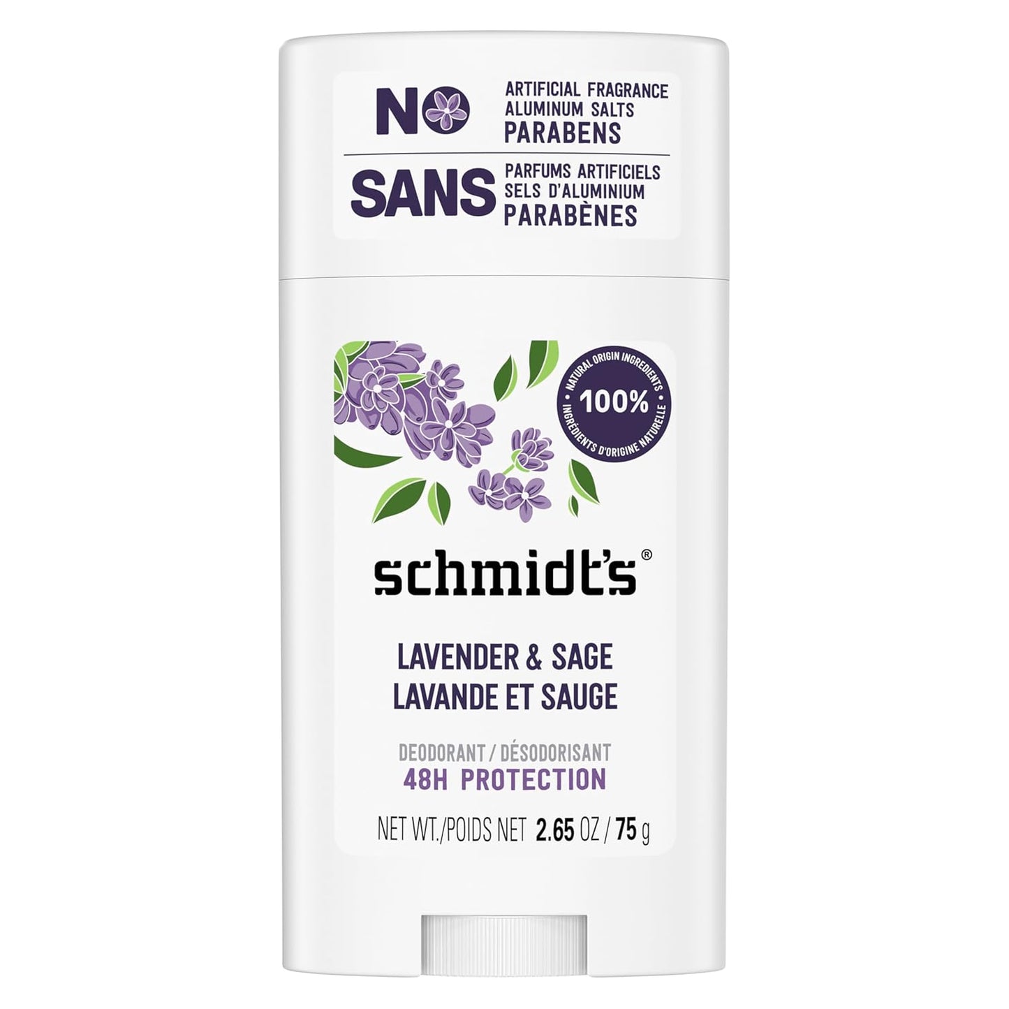 Aluminum-Free Vegan Deodorant Lavender & Sage with 24 Hour Odor Protection, for Women and Men, Natural Ingredients, Cruelty-Free, 2.65 Oz