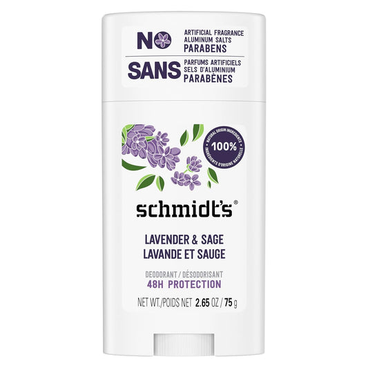 Aluminum-Free Vegan Deodorant Lavender & Sage with 24 Hour Odor Protection, for Women and Men, Natural Ingredients, Cruelty-Free, 2.65 Oz