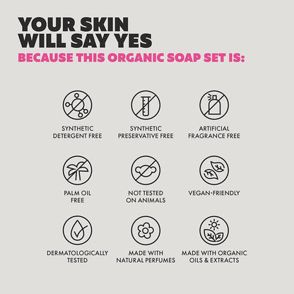 Organic Soap Bar (Set of 8) - Natural Soap Made in Greece | Nuorishing Shea Butter, Olive Oil, Lavander and Sandalwood, Aloe Vera & Cucumber Extract | Jabones Artesanales Naturales