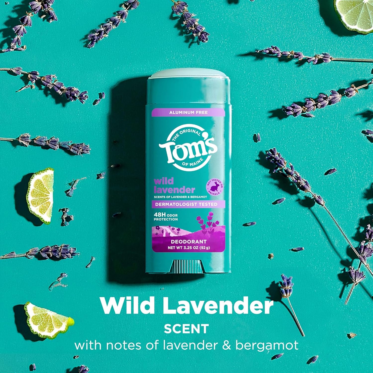 Tom’S of Maine Wild Lavender Natural Deodorant for Men and Women, Aluminum Free, No Artificial Fragrances, Dyes, or Preservatives, Baking Soda Free, 48-Hour Odor Protection, 3.25 Oz (2 Pack)