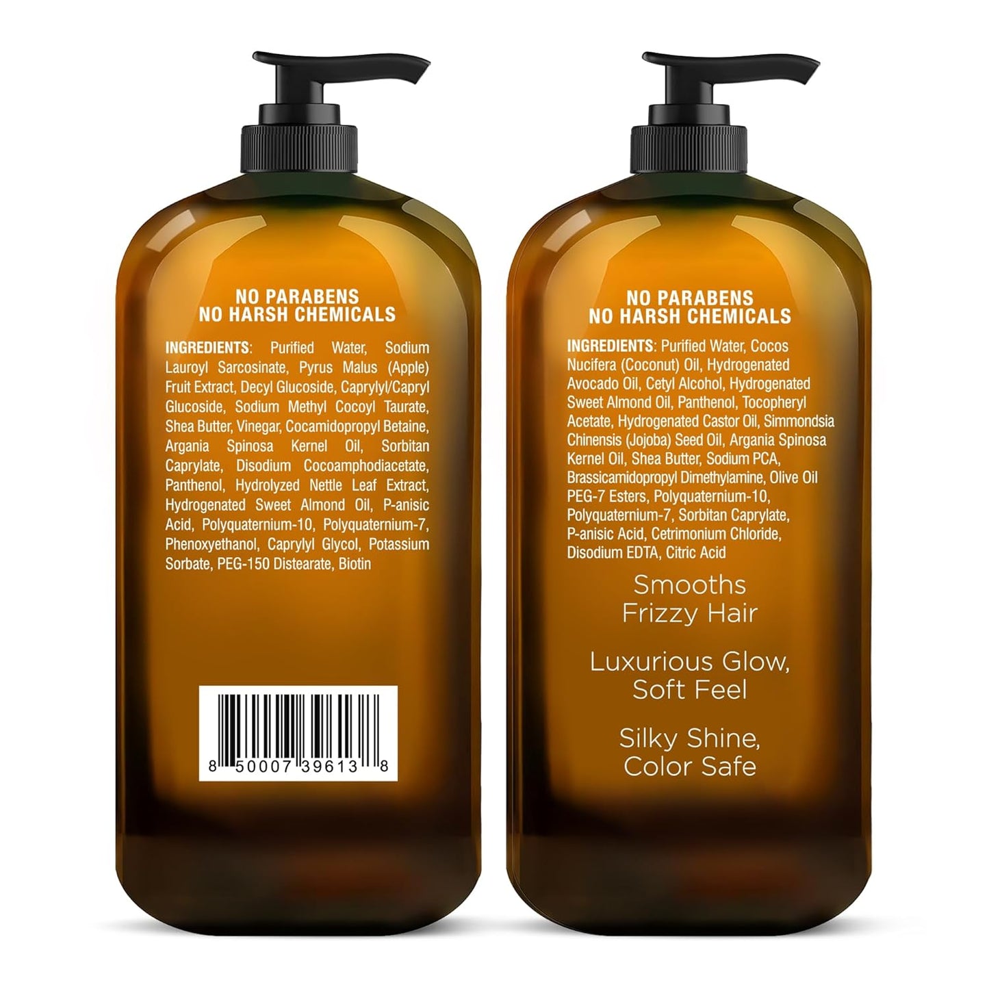Apple Cider Vinegar Shampoo and Avocado Coconut Conditioner Set - Restores Shine & Reduces Itchy Scalp, Dandruff & Frizz - Sulfate Free, for All Hair Types, Men and Women - 2 X 16 Fl Oz