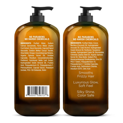 Apple Cider Vinegar Shampoo and Avocado Coconut Conditioner Set - Restores Shine & Reduces Itchy Scalp, Dandruff & Frizz - Sulfate Free, for All Hair Types, Men and Women - 2 X 16 Fl Oz