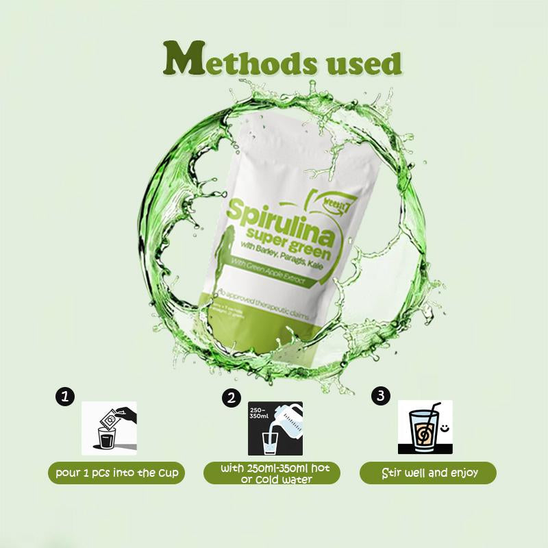 【Weekit7】Delicious Fruity Spirulina Juice Powder Dietary Healthcare Organic Food Supplement Healthy Body Beauty Drink Vitamin Natural Fiber Edible Fitness Apple Female Super High Version