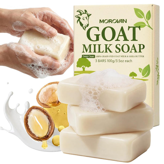 Goat Milk Soap Body Cleanser: Gently Cleansing & Moisturizing for All Skin Types 3 Bars 10.5Oz Goat Soap Gentle Formula for Dry Skin, Eczema & Sensitive Skin Men & Women Daily Use
