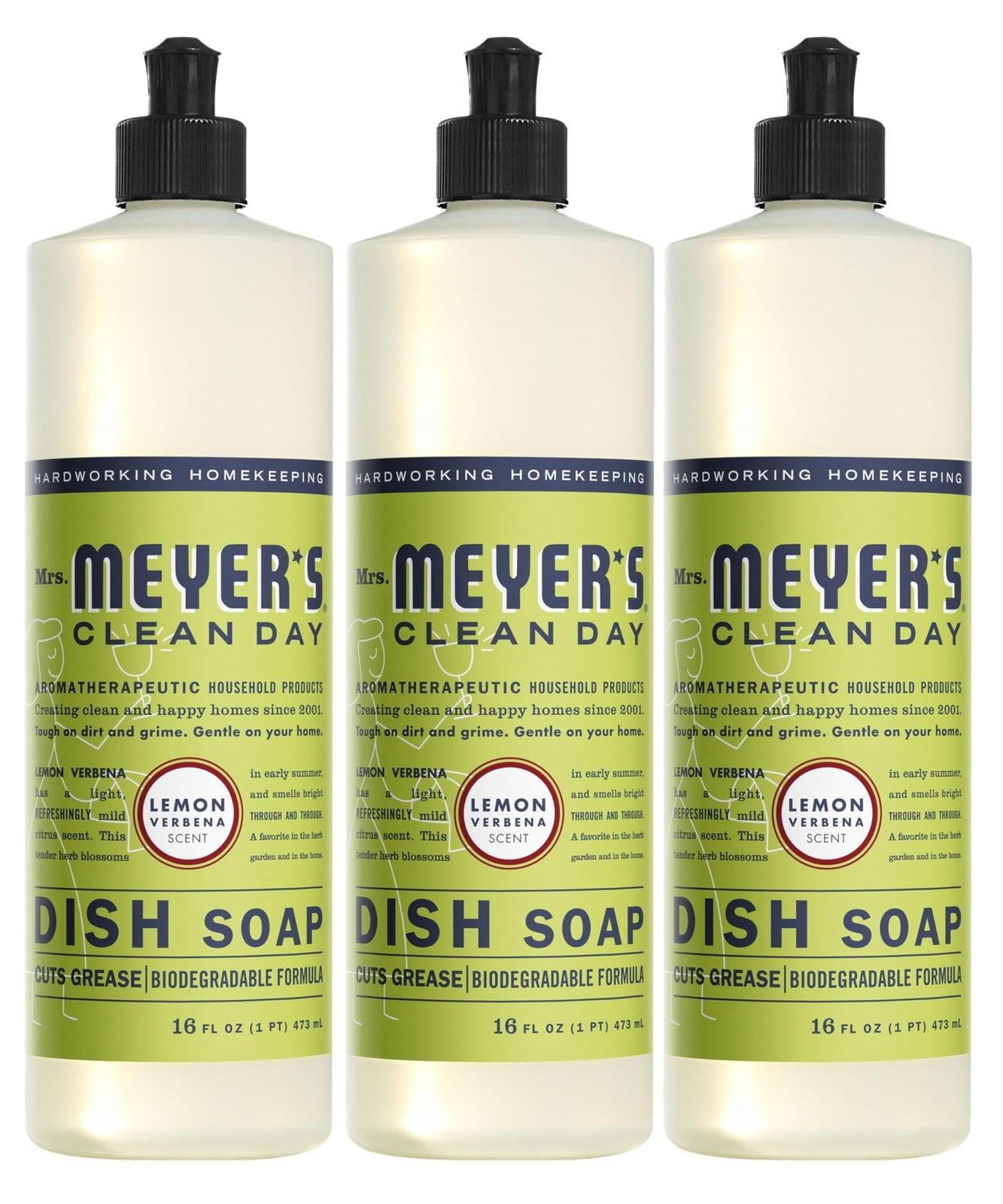Mrs Meyer'S Clean Day Dish Soap Lemon Verbena Pack of 3 Plant Based 16 Fl Oz