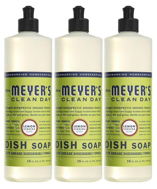 Mrs Meyer'S Clean Day Dish Soap Lemon Verbena Pack of 3 Plant Based 16 Fl Oz