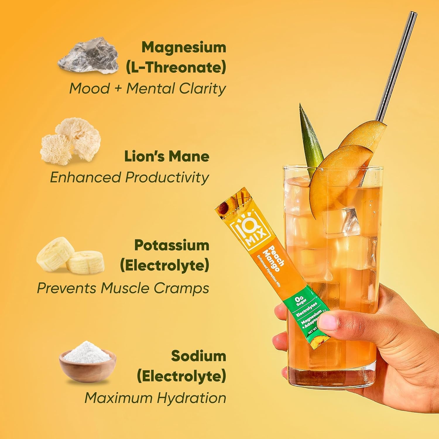 IQMIX Hydration Electrolyte Powder - 4-In-1 Formula for Hydration, Mental Clarity, Mood & Recovery - Sugar-Free, Keto Drink Mix with Magnesium L-Threonate & Lion’S Mane - 8-Count Sampler (All Flavors)