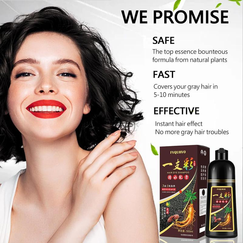 Unisex 500Ml Hair Dye Shampoo for Men & Women, 3 in 1 Hair Dye Shampoo, Natural Hair Color+100% Gray Hair Coverage in Minutes, Hair Color for Home Salon Use 17.6 Fl Oz
