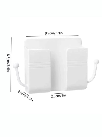 Wall-Mounted Remote Control Storage Box with Hook Storage Rack Bedside Mobile Phone Charging Stand 1 Piece
