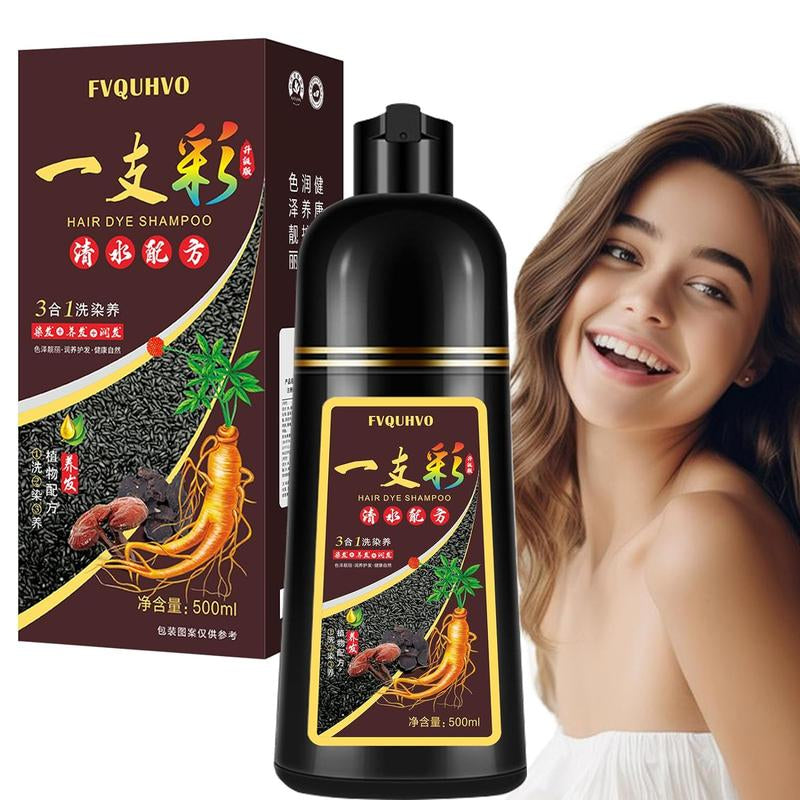 Unisex 500Ml Hair Dye Shampoo for Men & Women, 3 in 1 Hair Dye Shampoo, Natural Hair Color+100% Gray Hair Coverage in Minutes, Hair Color for Home Salon Use 17.6 Fl Oz