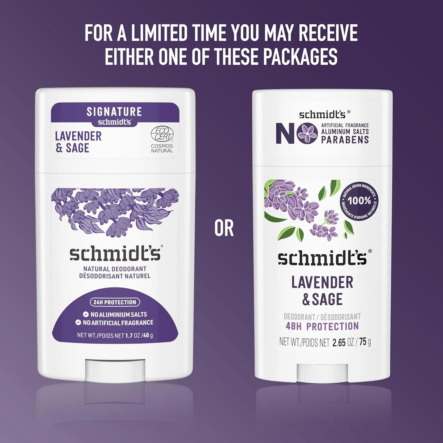 Aluminum-Free Vegan Deodorant Lavender & Sage with 24 Hour Odor Protection, for Women and Men, Natural Ingredients, Cruelty-Free, 2.65 Oz