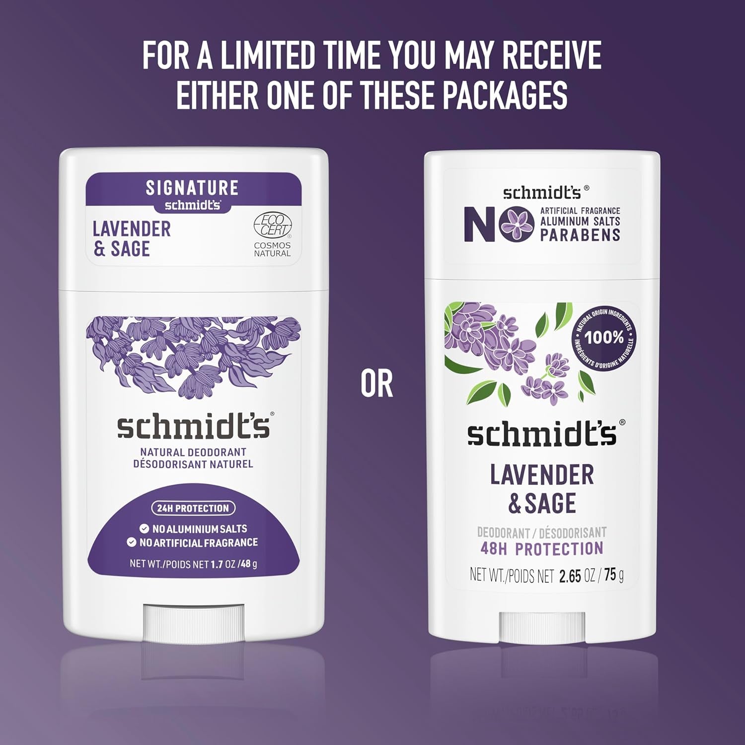 Aluminum-Free Vegan Deodorant Lavender & Sage with 24 Hour Odor Protection, for Women and Men, Natural Ingredients, Cruelty-Free, 2.65 Oz