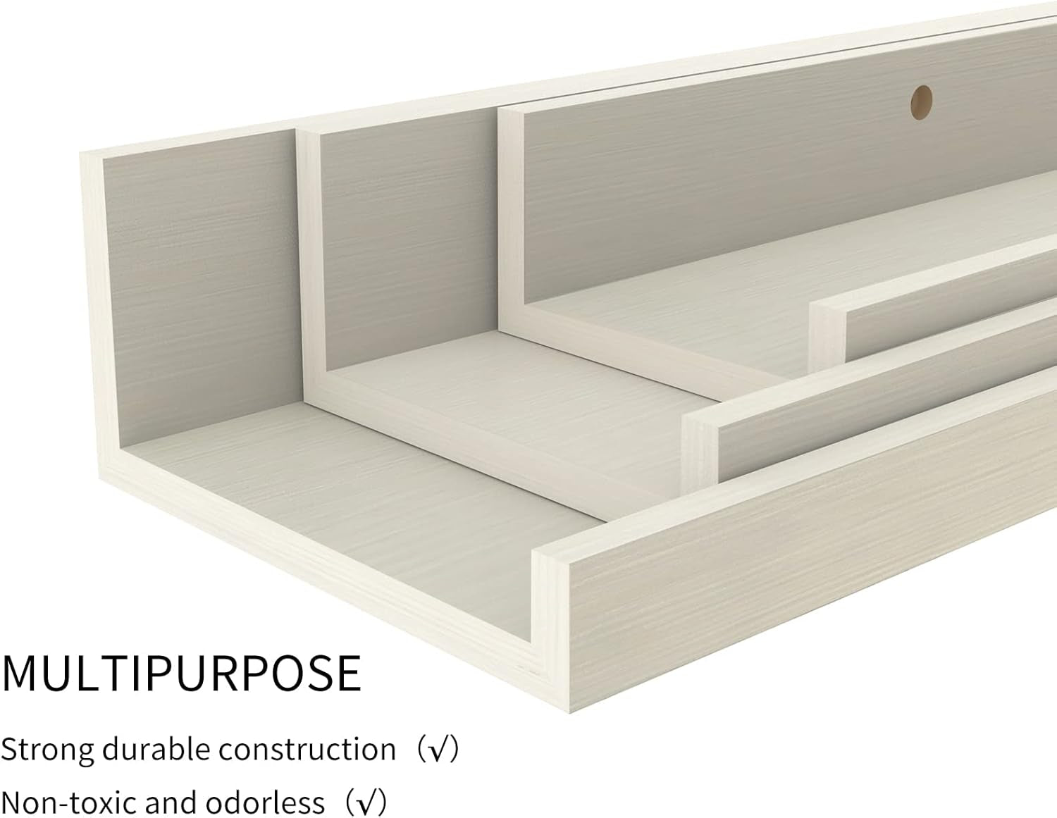 24 Inch Floating Shelves Wall Mounted Set of 3, Rustic Wooden Picture Ledge Shelf for Living Room Bathroom Bedroom Kitchen Office, Creamy White