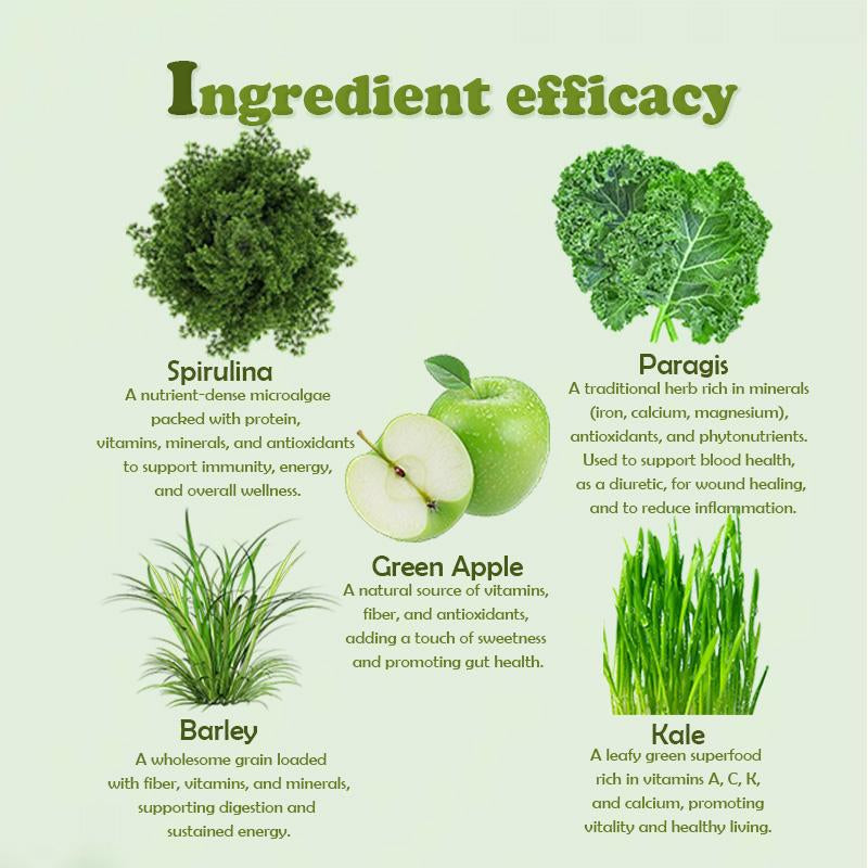 【Weekit7】Delicious Fruity Spirulina Juice Powder Dietary Healthcare Organic Food Supplement Healthy Body Beauty Drink Vitamin Natural Fiber Edible Fitness Apple Female Super High Version