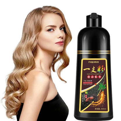 Unisex 500Ml Hair Dye Shampoo for Men & Women, 3 in 1 Hair Dye Shampoo, Natural Hair Color+100% Gray Hair Coverage in Minutes, Hair Color for Home Salon Use 17.6 Fl Oz