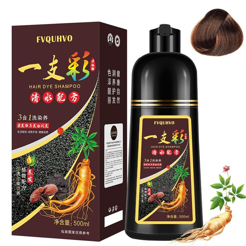 Unisex 500Ml Hair Dye Shampoo for Men & Women, 3 in 1 Hair Dye Shampoo, Natural Hair Color+100% Gray Hair Coverage in Minutes, Hair Color for Home Salon Use 17.6 Fl Oz