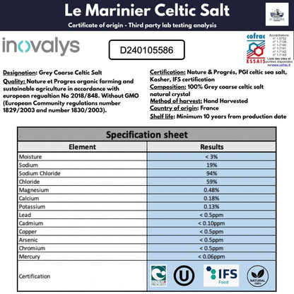 Celtic Salt Organic Grey Coarse, 1.1Lb - 18Oz Pack of 2. Mineral Rich Unrefined French Sea Salt 100% Natural, Hand Harvested (1.1Lb Grey Coarse - Pack of 2)