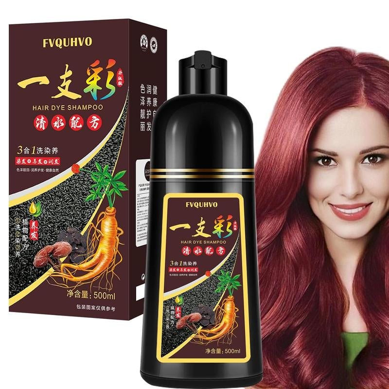 Unisex 500Ml Hair Dye Shampoo for Men & Women, 3 in 1 Hair Dye Shampoo, Natural Hair Color+100% Gray Hair Coverage in Minutes, Hair Color for Home Salon Use 17.6 Fl Oz