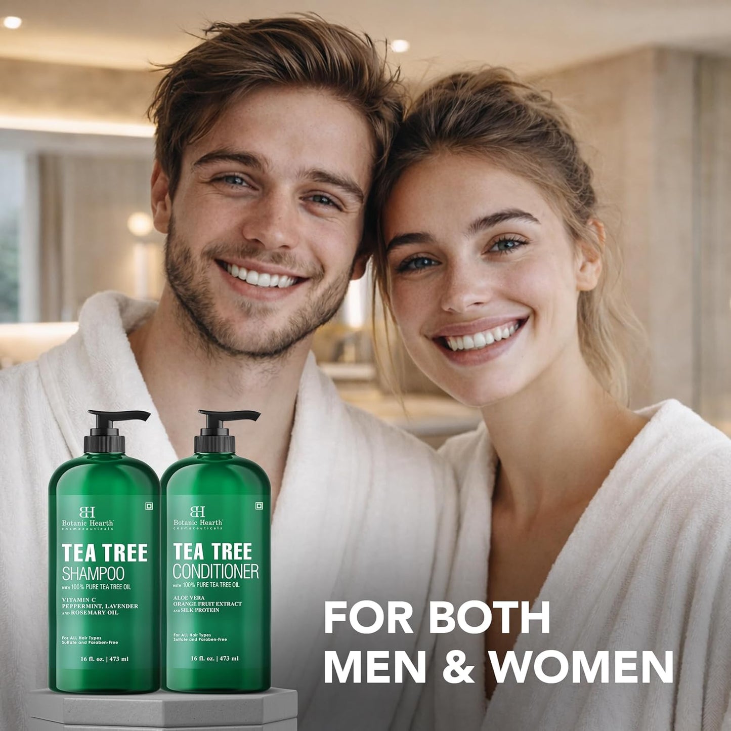 Tea Tree Shampoo and Conditioner Set | with 100% Pure Tea Tree Oil, for Itchy and Dry Scalp, Sulfate/Paraben Free | for Men and Women | 16 Fl Oz Each
