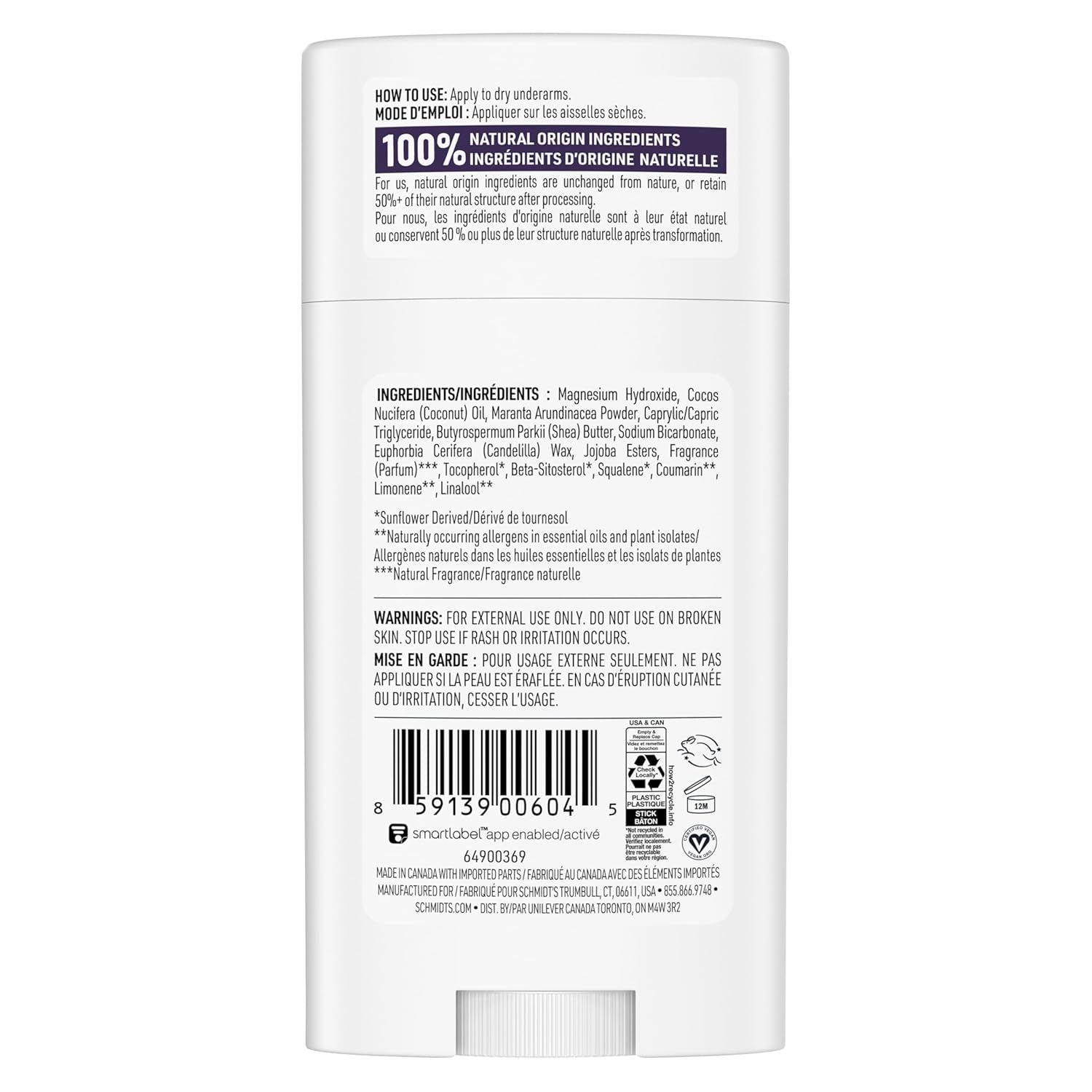 Aluminum-Free Vegan Deodorant Lavender & Sage with 24 Hour Odor Protection, for Women and Men, Natural Ingredients, Cruelty-Free, 2.65 Oz