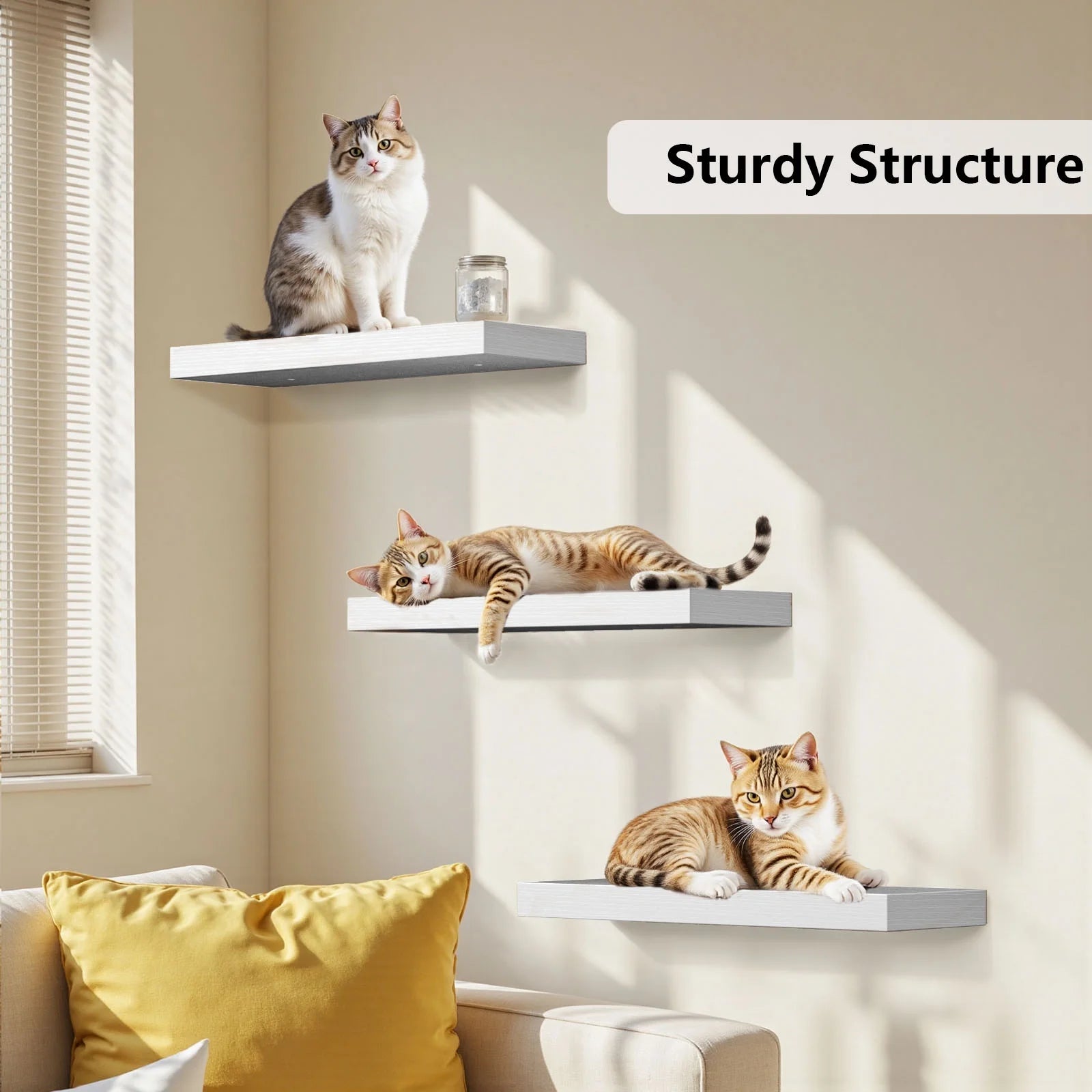 3 Sets Wall Mounted Floating Shelves，Storage Shelves, Perfect for Bedroom, Bathroom, Living Room and Kitchen Storage