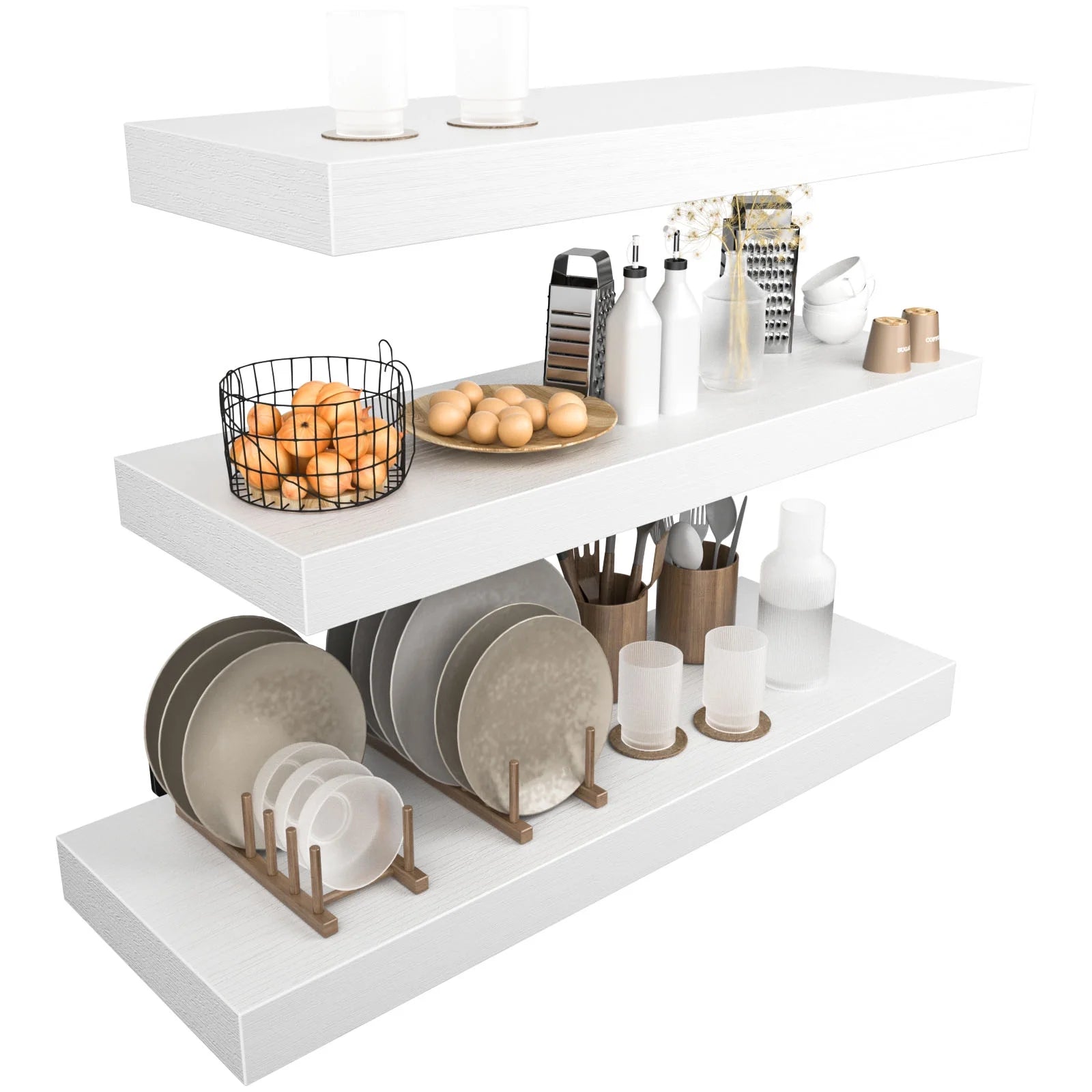3 Sets Wall Mounted Floating Shelves，Storage Shelves, Perfect for Bedroom, Bathroom, Living Room and Kitchen Storage