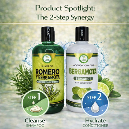 Romero & Bergamota (Rosemary & Bergamot)Shampoo and Conditioner Set–16.9 Fl Oz Each (500Ml) – Botanical Hair Care Duo – Hydrates, Enhances Shine & Softness – Daily Use – Sulfate-Free – by