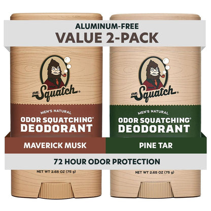 Natural Men’S Deodorant – Aluminum Free Natural Deodorant Men with Charcoal & Postbiotics for 72-Hour Odor Protection – Maverick Musk + Pine Tar, 2.65Oz Stick (2-Pack)