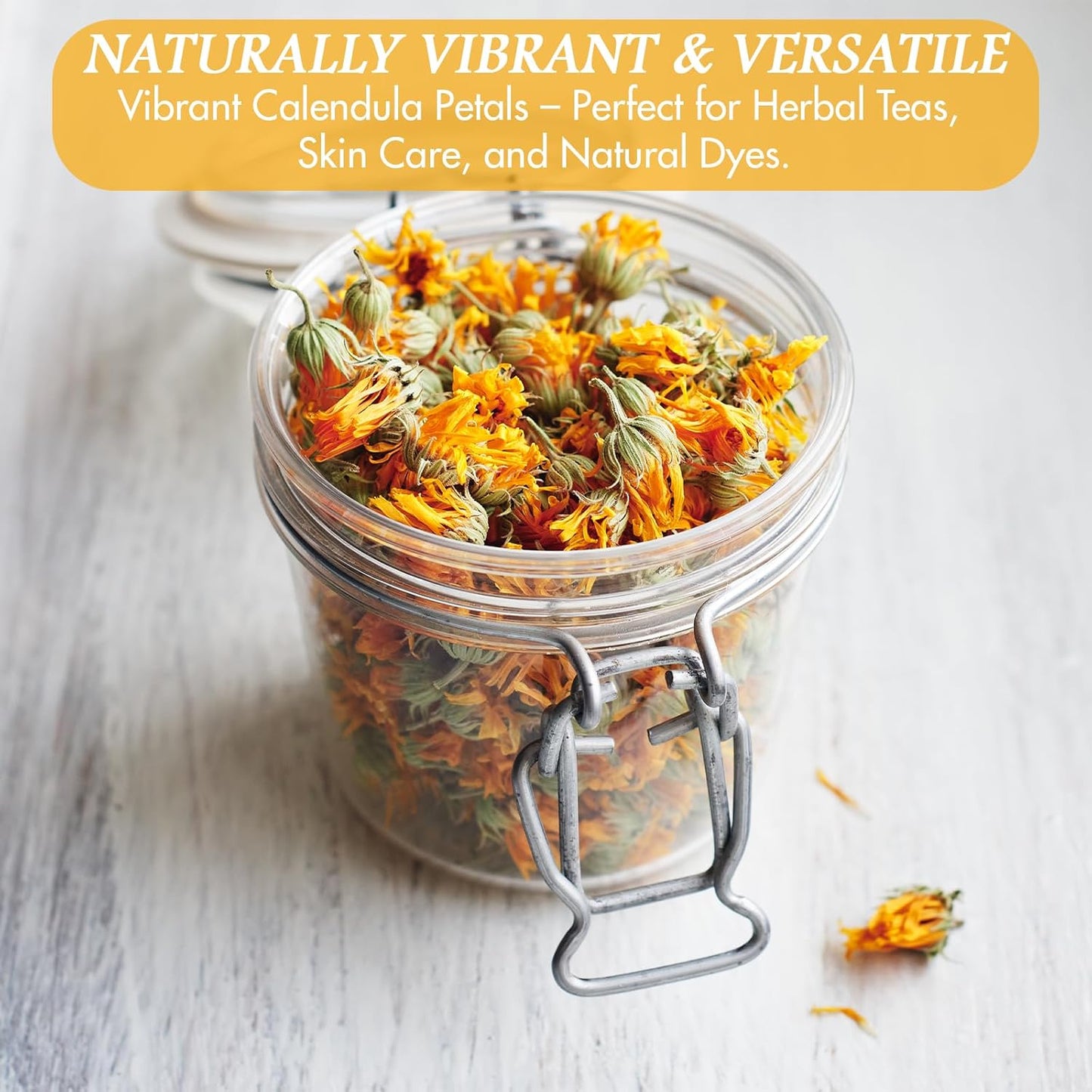 Certified Organic Dried Calendula Flowers | 4 Oz Resealable Pack Whole Organic Calendula Flowers for Skincare,Diy Remedies & Herbal Tea | Vibrant Color & Aromatic Dried Marigold Flower