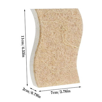 12 Pack Natural Kitchen Sponge, Biodegradable Compostable Cellulose and Coconut Scrubber Sponge, Eco-Friendly Scrub Sponges for Dishes, Bathtubs(Brown-White)