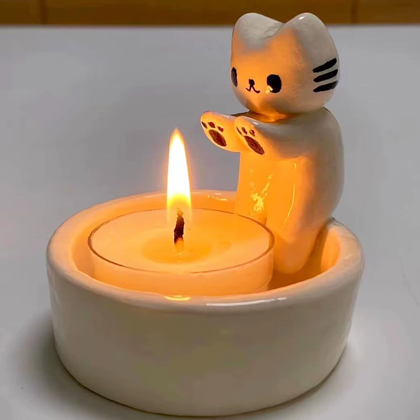 Cartoon Cat Candle Holder Cat Tea Light Candle Holder Office Home Desktop Decorative Ornaments Cute Candlestick