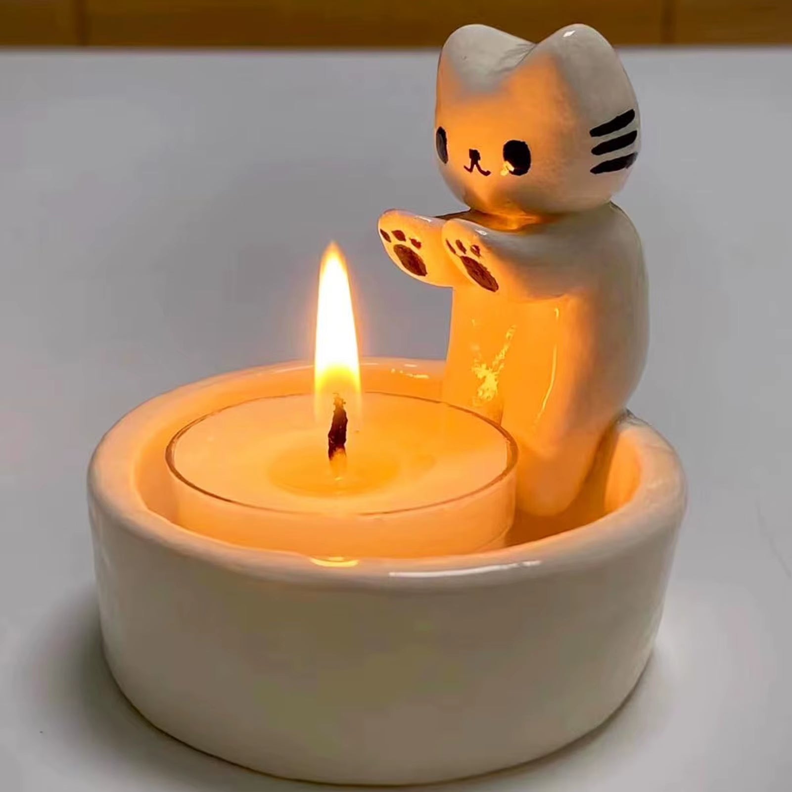 Cartoon Cat Candle Holder Cat Tea Light Candle Holder Office Home Desktop Decorative Ornaments Cute Candlestick