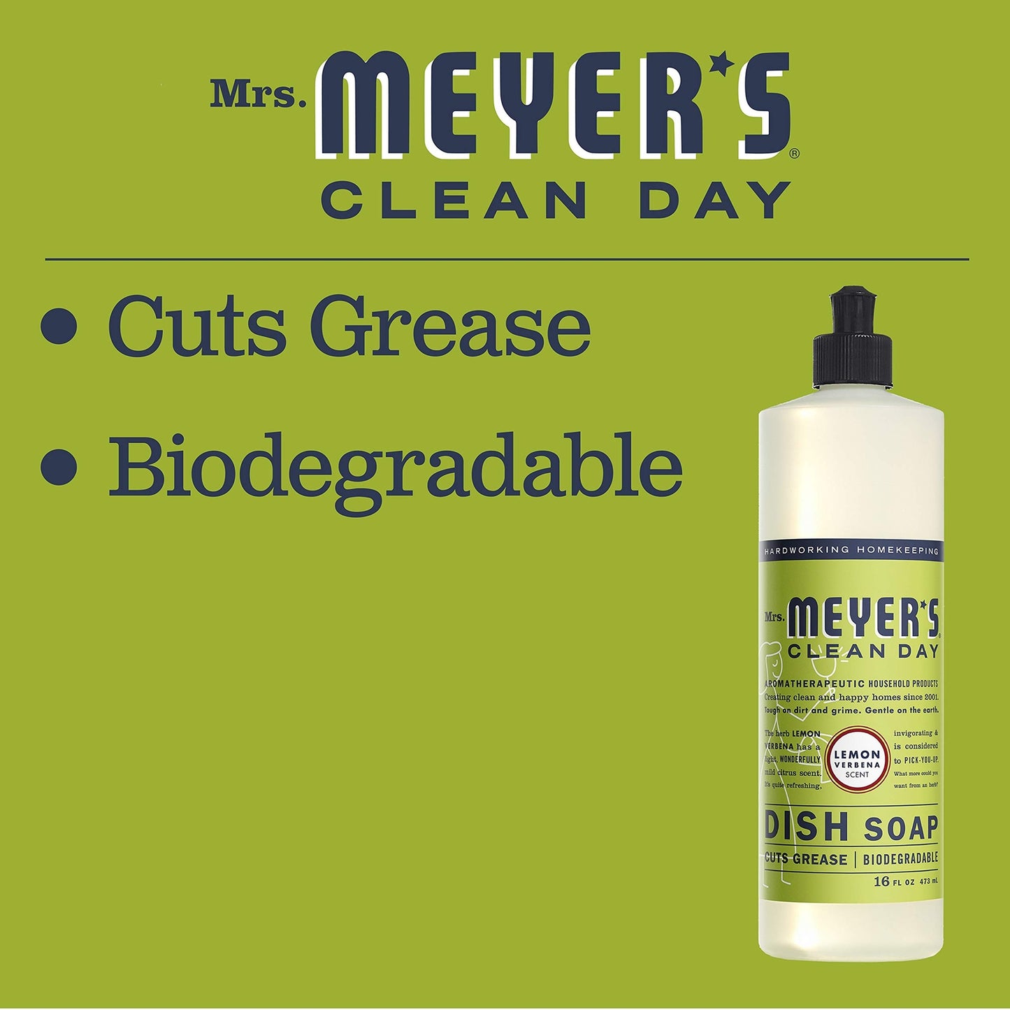 Mrs Meyer'S Clean Day Dish Soap Lemon Verbena Pack of 3 Plant Based 16 Fl Oz