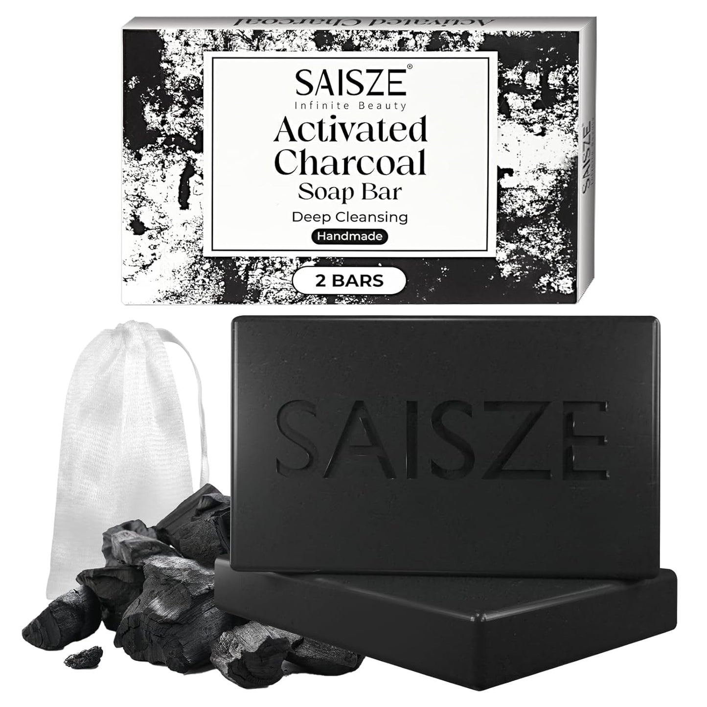 Activated Charcoal Soap Bar for Acne and Oil Skin, Natural Black Soap for Face and Body Paraben and Sulfate-Free, 8 Ounce